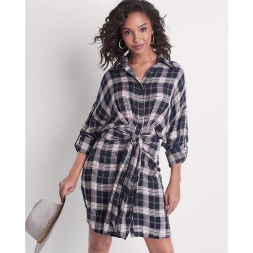 Venus Plaid Button Down Dress
